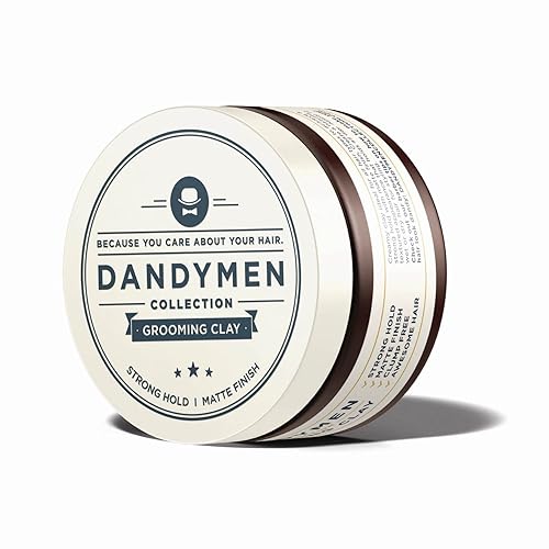 Dandymen Grooming Clay Strong Hold, 3.4 Oz - Perfect For Stylish, Textured Hairstyles