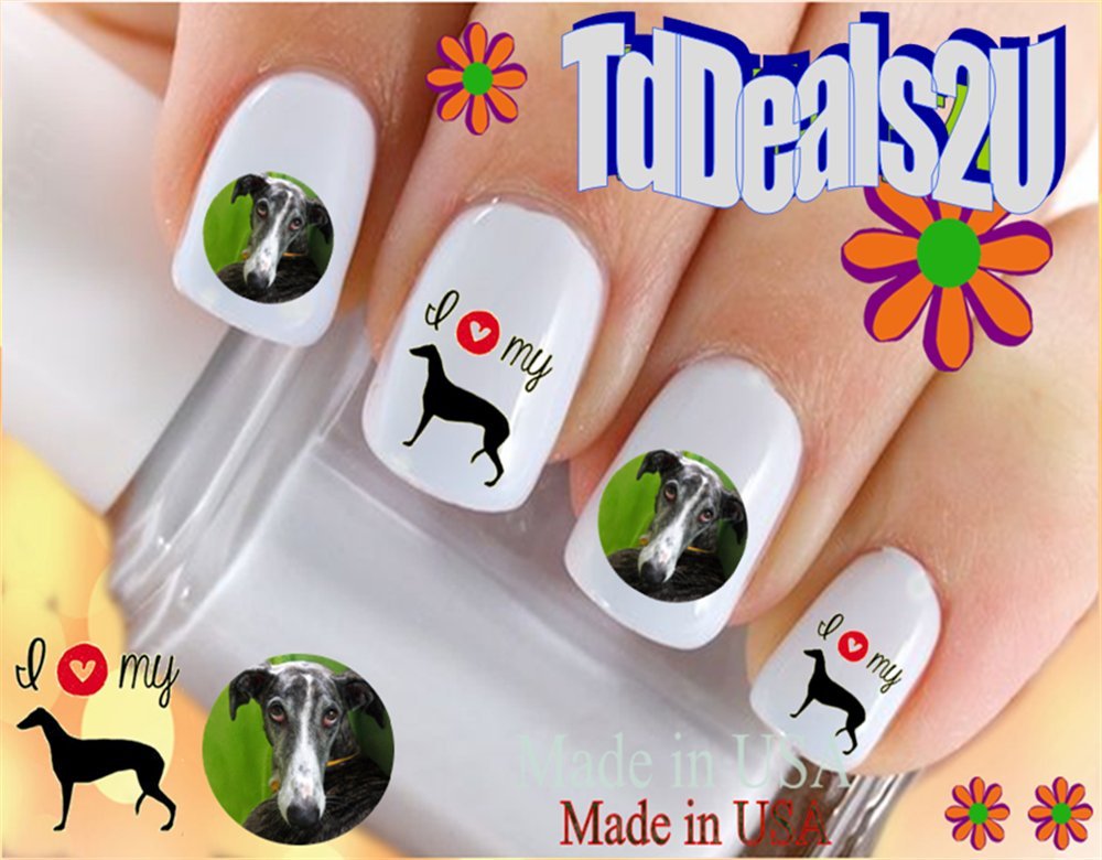 Hipzysticky Greyhound Nail Decals - I Love My Greyhound Waterslide Art - Made In Usa