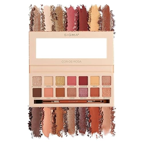 Sigma Beauty Cor-De-Rosa Eyeshadow Palette - 14 Highly Pigmented Warm Shades - Vegan Makeup