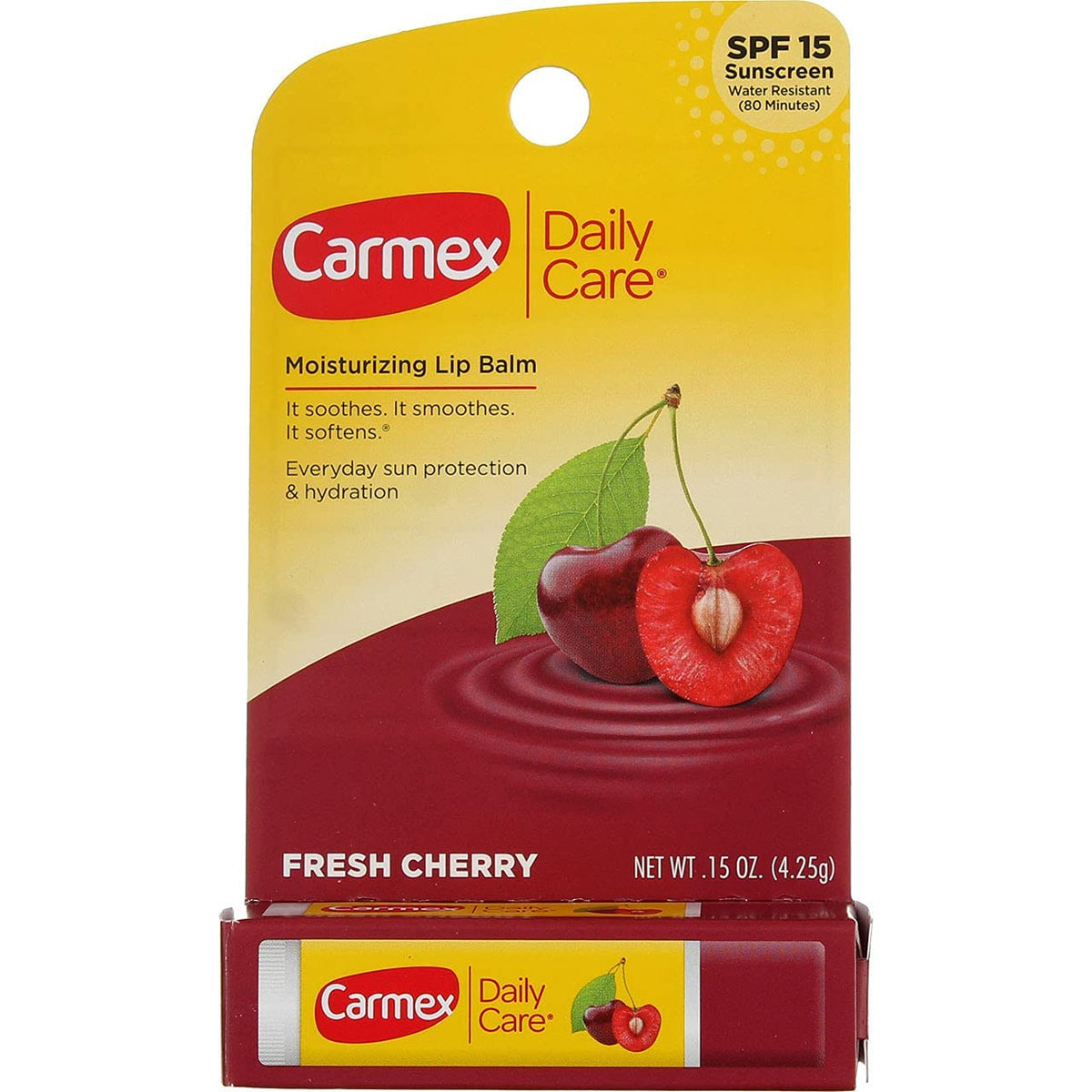 Carmex Cherry Lip Balm Spf 15 Click-Stick, Moisturizing, Pack Of 4, 0.15 Oz Each