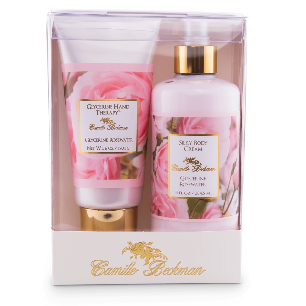 Camille Beckman Silky Body & Glycerine Hand Cream Duet Set, 19 Oz Rosewater