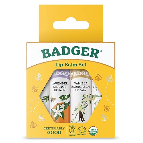 Badger Classic Lip Balm Variety Pack With Aloe & Olive Oil, Organic, 0.15 Oz (4 Pack)