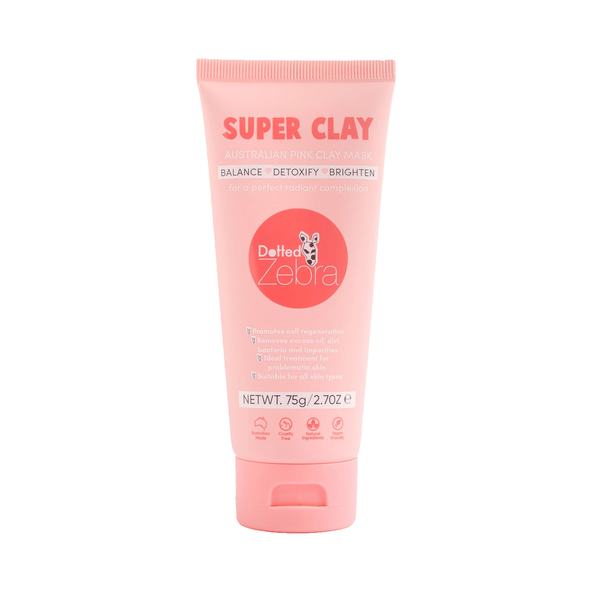 Dotted Zebra Super Clay Face Mask  27 oz  With Kakadu Plum  Magnesium  Zinc and Silica  Nourishing Face Mask  Clay Mask for 