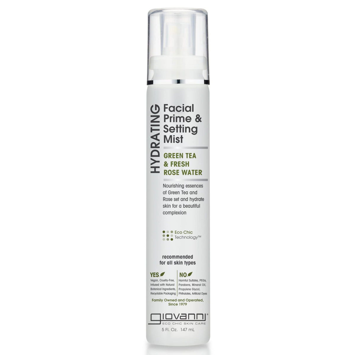 Giovanni Hydrating Facial Prime & Setting Mist - Green Tea & Rose Water, 5 Fl Oz