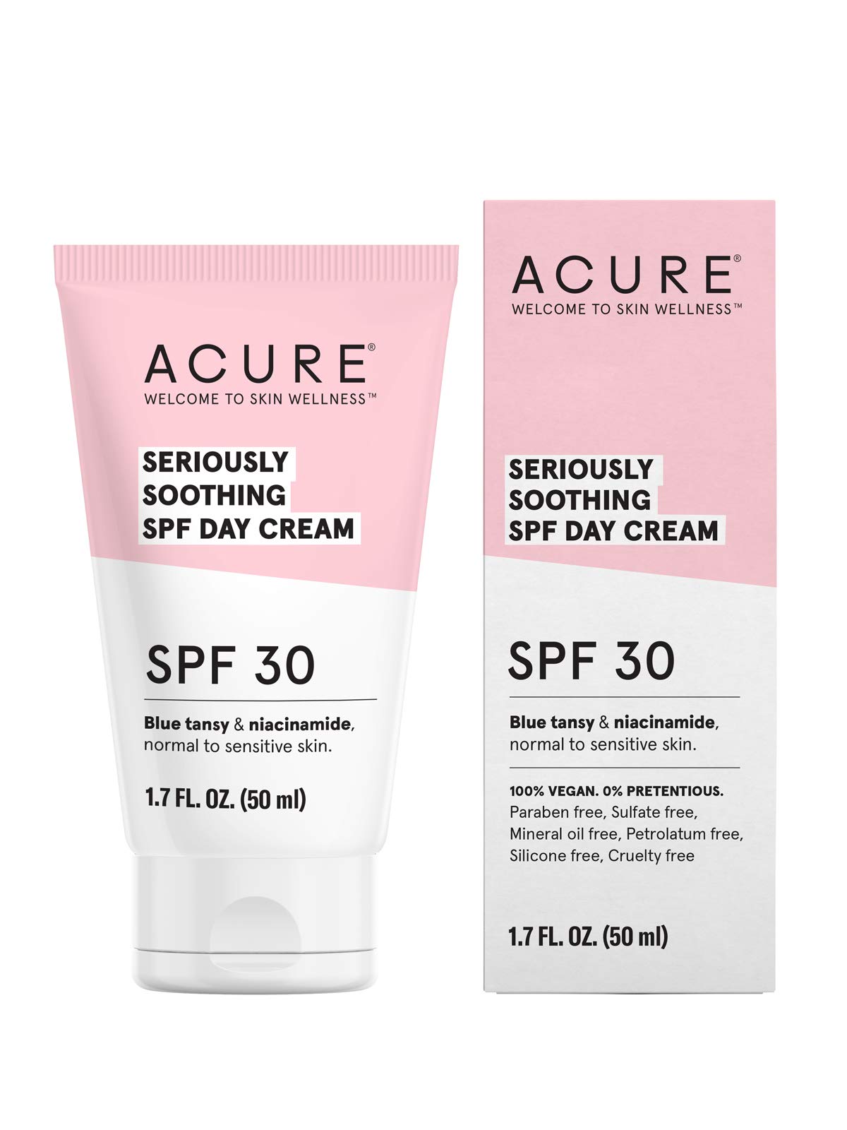 Acure Seriously Soothing Spf 30 Day Cream, Vegan, Blue Tansy & Niacinamide, 1.7 Fl Oz