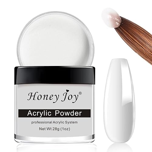 Honey Joy Acrylic Powder Clear White Nude for Nail Art - 1 oz, No Lamp Needed