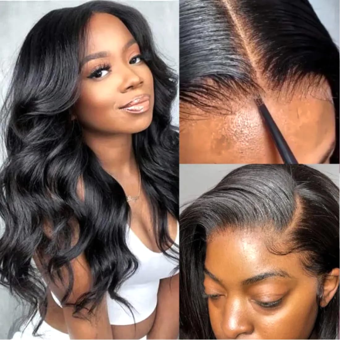 UNICE 18 Inch Body Wave HD Lace Front Wig, Glueless Human Hair, Pre Plucked Natural Color