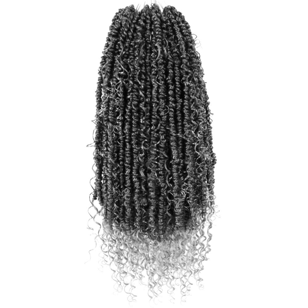 Serendipa 22&quot; Passion Twist Crochet Hair, Pre-Looped Curly Ends, 8 Packs, Tgrey Ombre