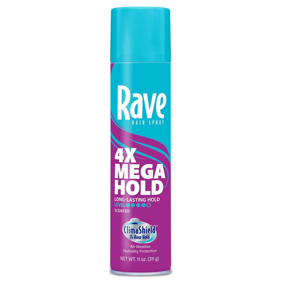 Rave Scented Aerosol Hairspray - 4X Mega Hold For Heat Protection & Volume, 11Oz