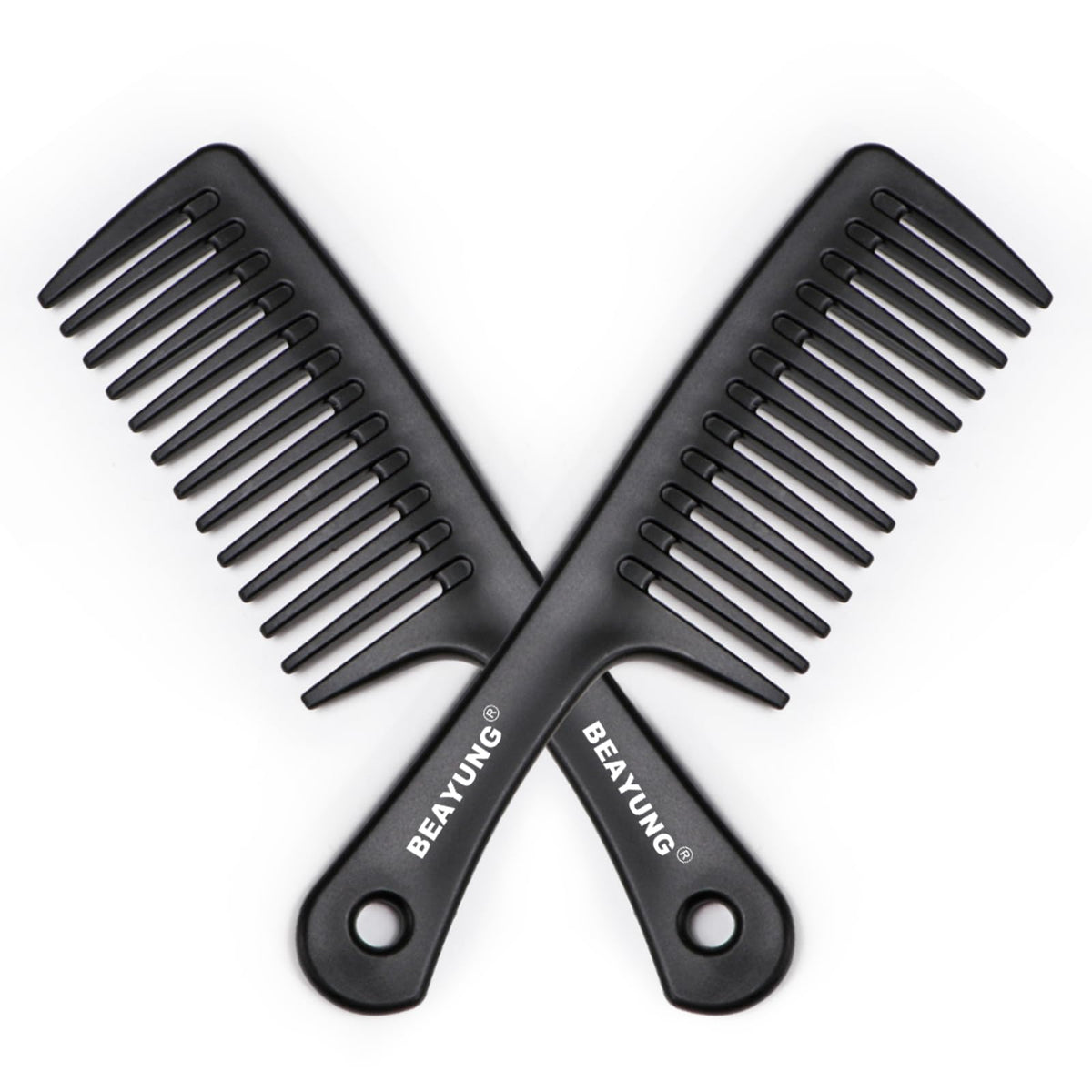 Beayung Large Wide Tooth Combs For Curly Hair - 2Pcs Durable Shower Hair Brushes, 2Black