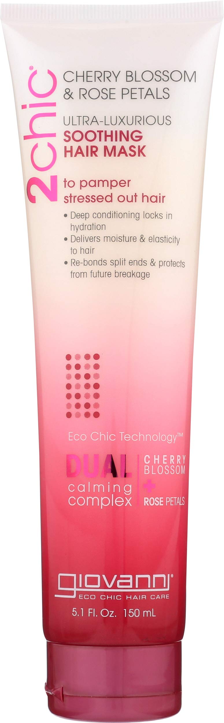 Giovanni 2Chic Ultra Luxurious Soothing Hair Mask, Cherry Blossom & Rose Petals, 5.1 Oz