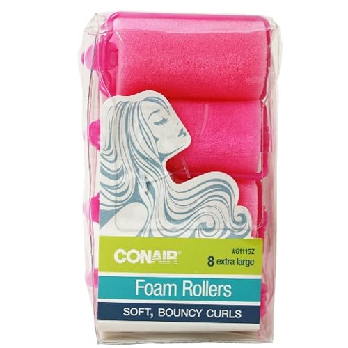 Conair Extra Large Foam Rollers, Pink, X-Large (Pack Of 8) For Styling Essentials