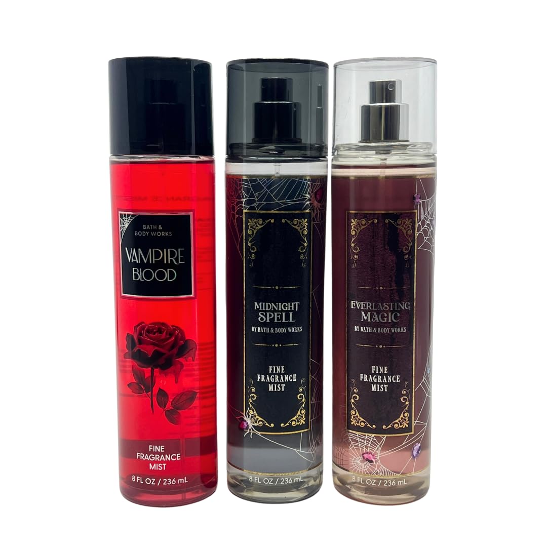 Bath & Body Works Halloween Fragrance Mist Set - Vampire Blood, Midnight Spell, Everlasting Magic, 8 Fl Oz