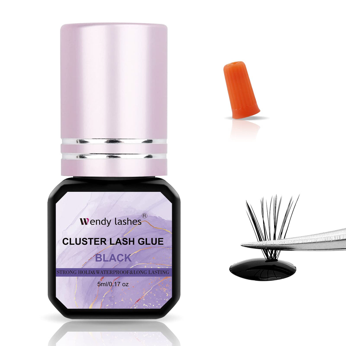 Wendy Lashes Black Sensitive Lash Glue - Fast Drying, Waterproof, Long Lasting, 5Ml