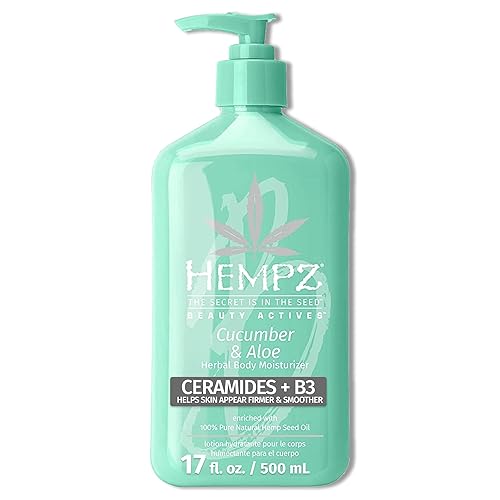 Hempz Cucumber & Aloe Body Lotion - Moisturizing Cream With Shea Butter & Hemp Seed Oil, 17 Fl Oz