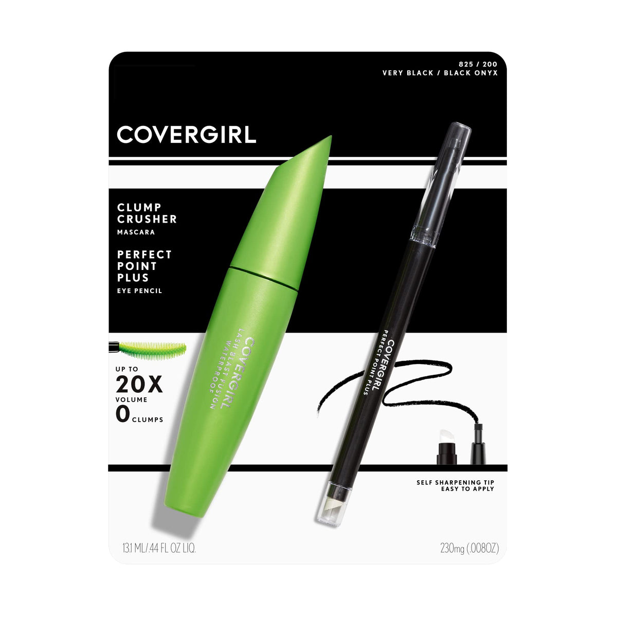 Covergirl Clump Crusher Mascara & Perfect Point Plus Eye Pencil Set, Very Black, Volume & Length