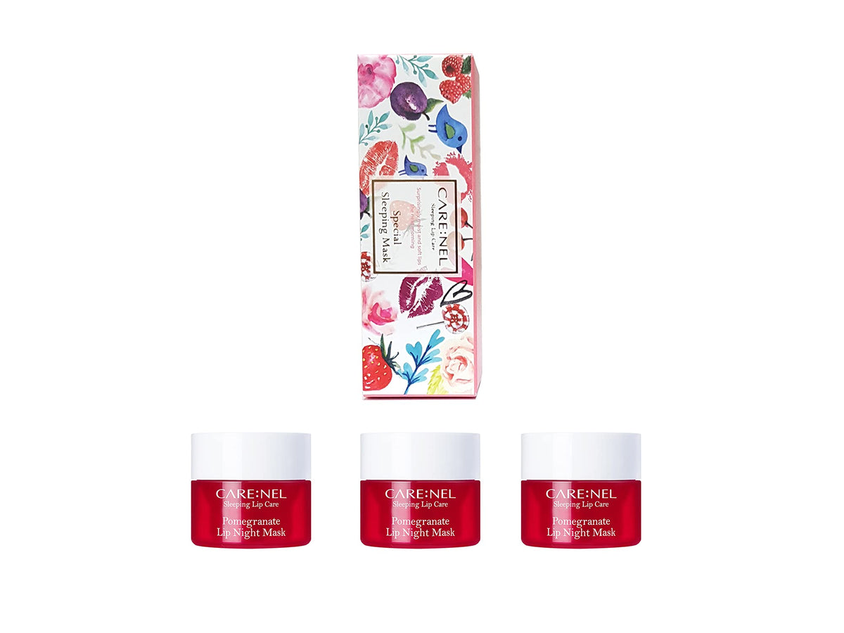 Care:Nel Lip Sleeping Mask Pomegranate 5G - Hydrating Korean Beauty Lip Gloss (3 Set)