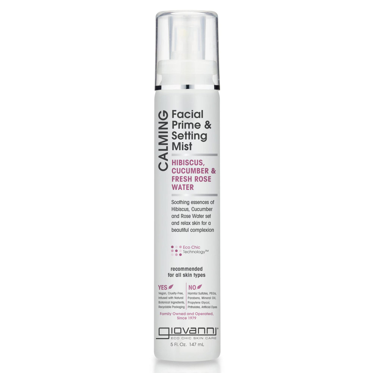 Giovanni Calming Facial Prime Setting Mist - Hibiscus & Cucumber, Hydrating Makeup Spray 5 Fl Oz