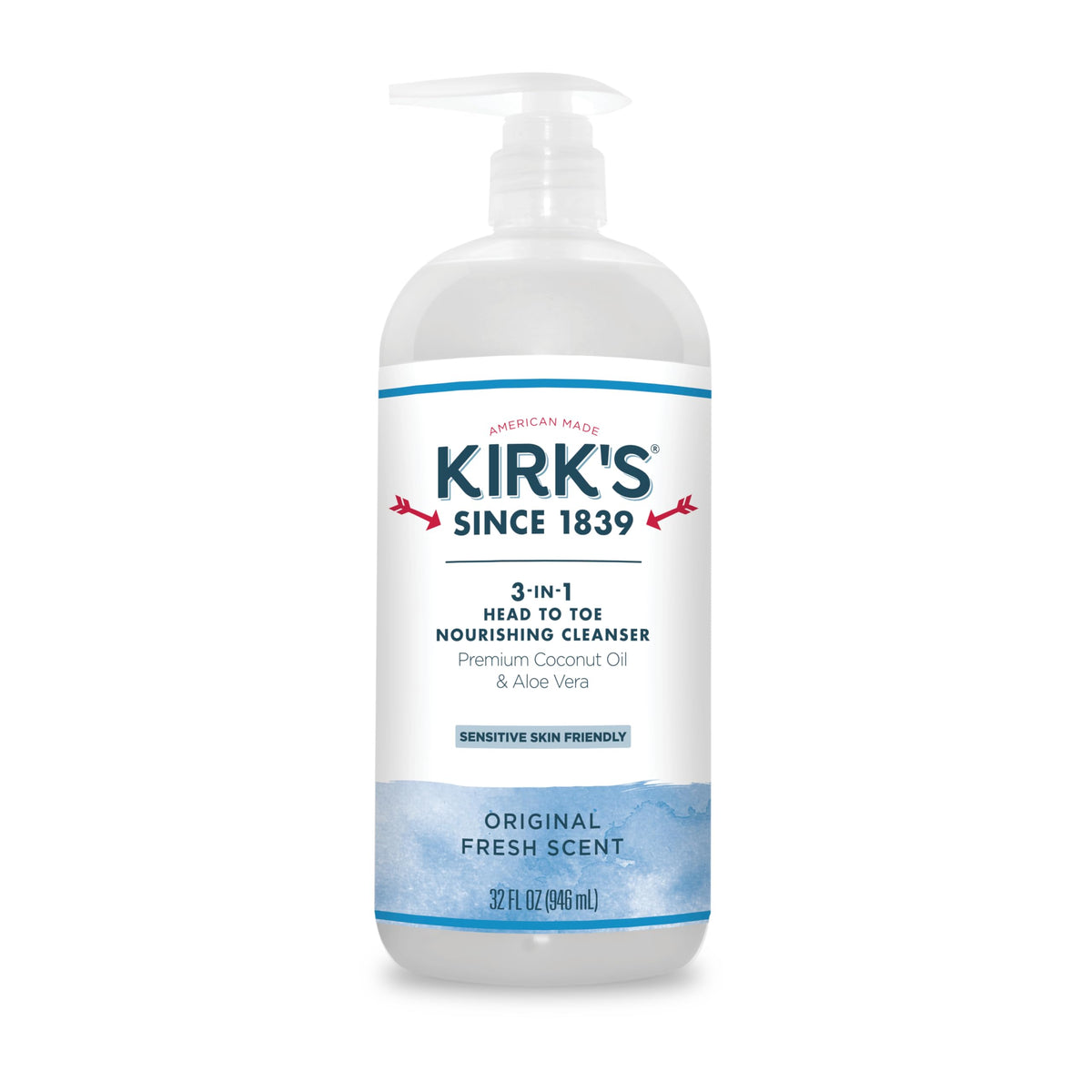 Kirk'S 3-In-1 Nourishing Liquid Cleanser - Coconut Oil & Aloe Vera - 32 Fl Oz - Non-Gmo