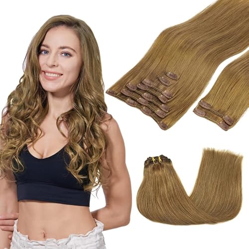 GOO GOO 22&quot; Clip in Remy Human Hair Extensions, 150g, 9Pcs, 8C Ash