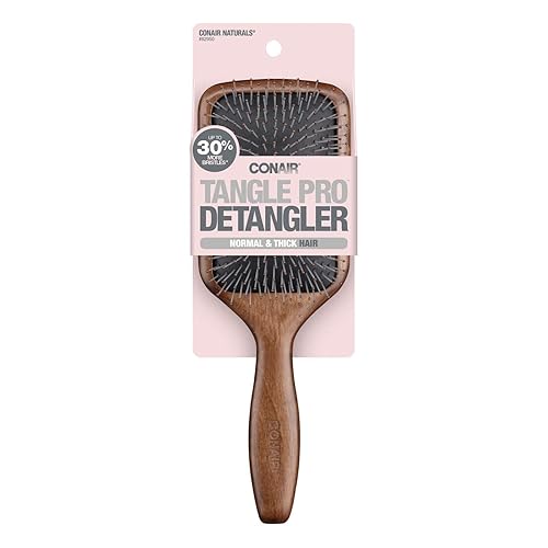 Conair Tangle Pro Detangling Brush - Wood, 1 Count, Brown For Easy Hair Care