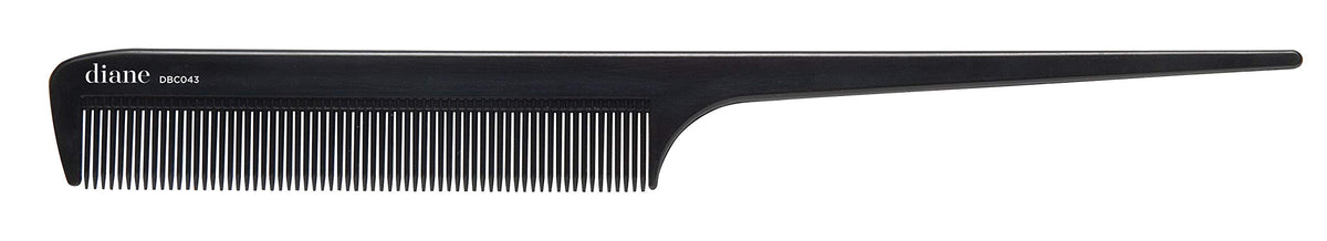 Diane Ionic Rat Tail Comb - Anti-Static Fine Tooth Hair Tool for Styling & Cutting, 8&quot; Black