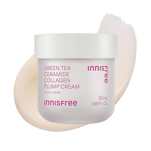 Innisfree Green Tea Ceramide Collagen Plump Cream - Hydrating Korean Moisturizer, 1.69 Fl Oz