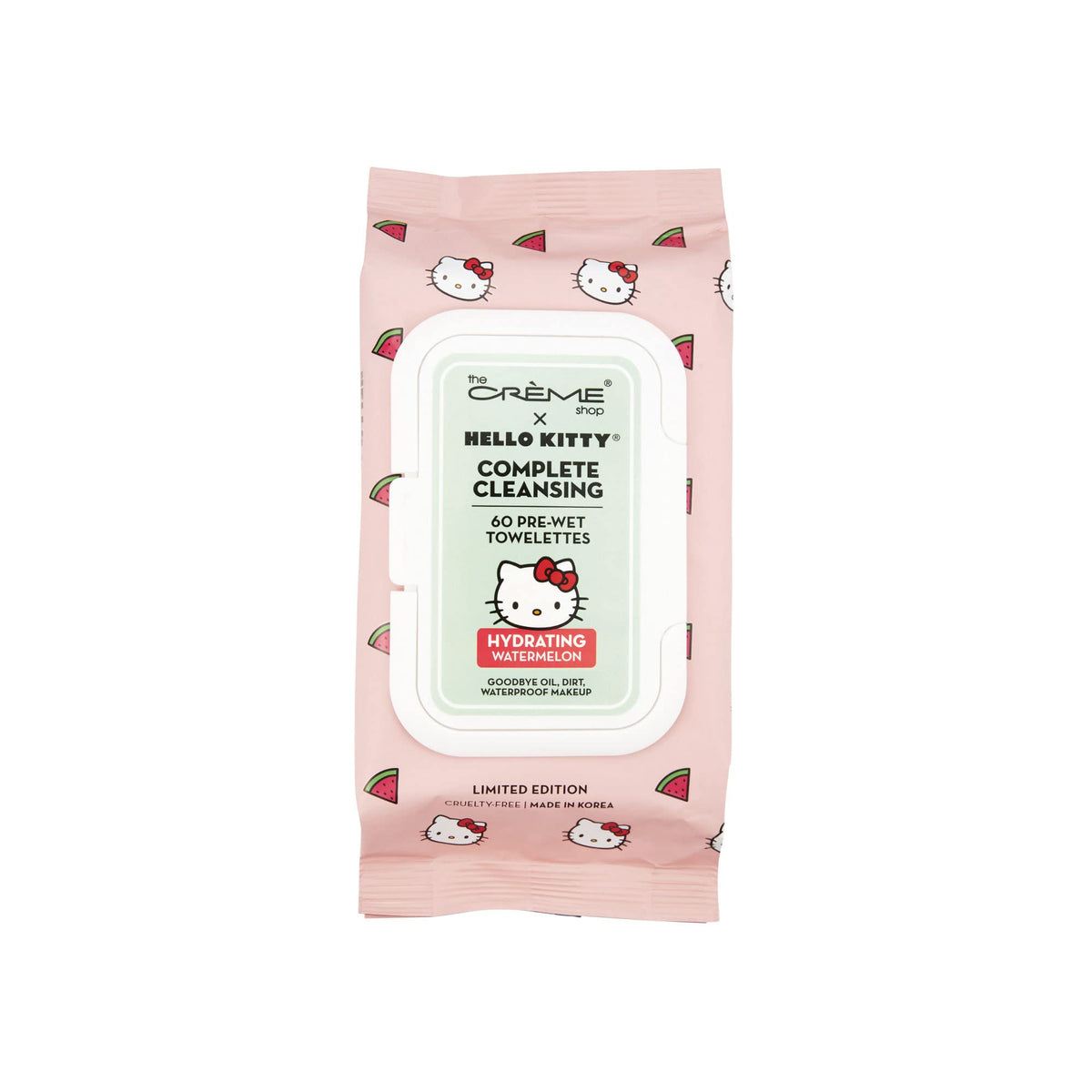 The Crème Shop Hello Kitty 3-In-1 Hydrating Cleansing Essence Towelettes - Watermelon, 1 Count