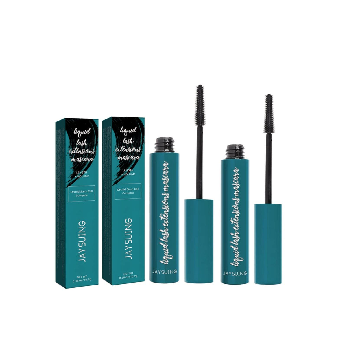 Jnab Liquid Lash Extensions Mascara - Waterproof, Smudge-Proof, 2Pcs, Black, No Clumping