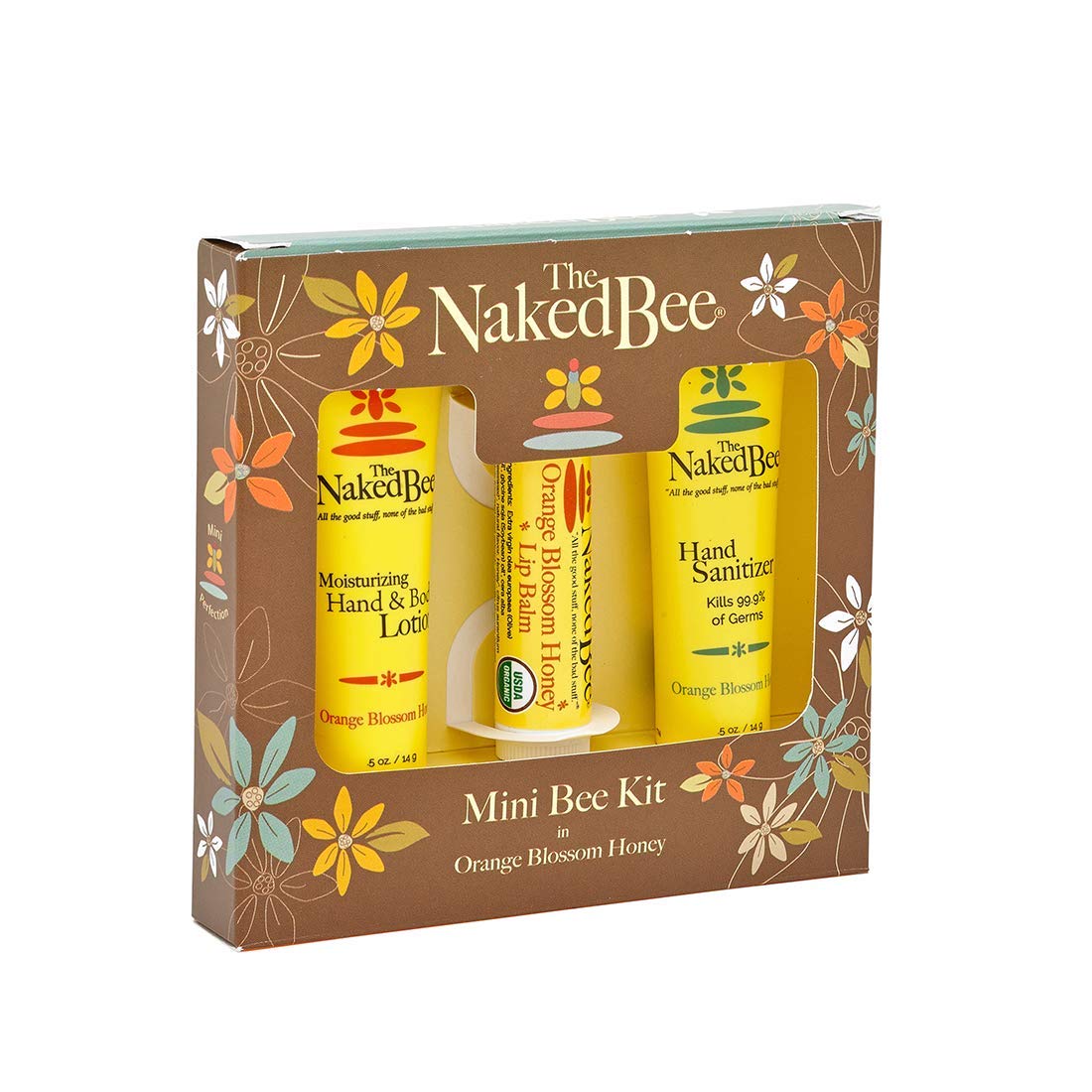 The Naked Bee Orange Blossom Honey Bee Lotion, Lip Balm & Sanitizer Set - 3 Piece Kit