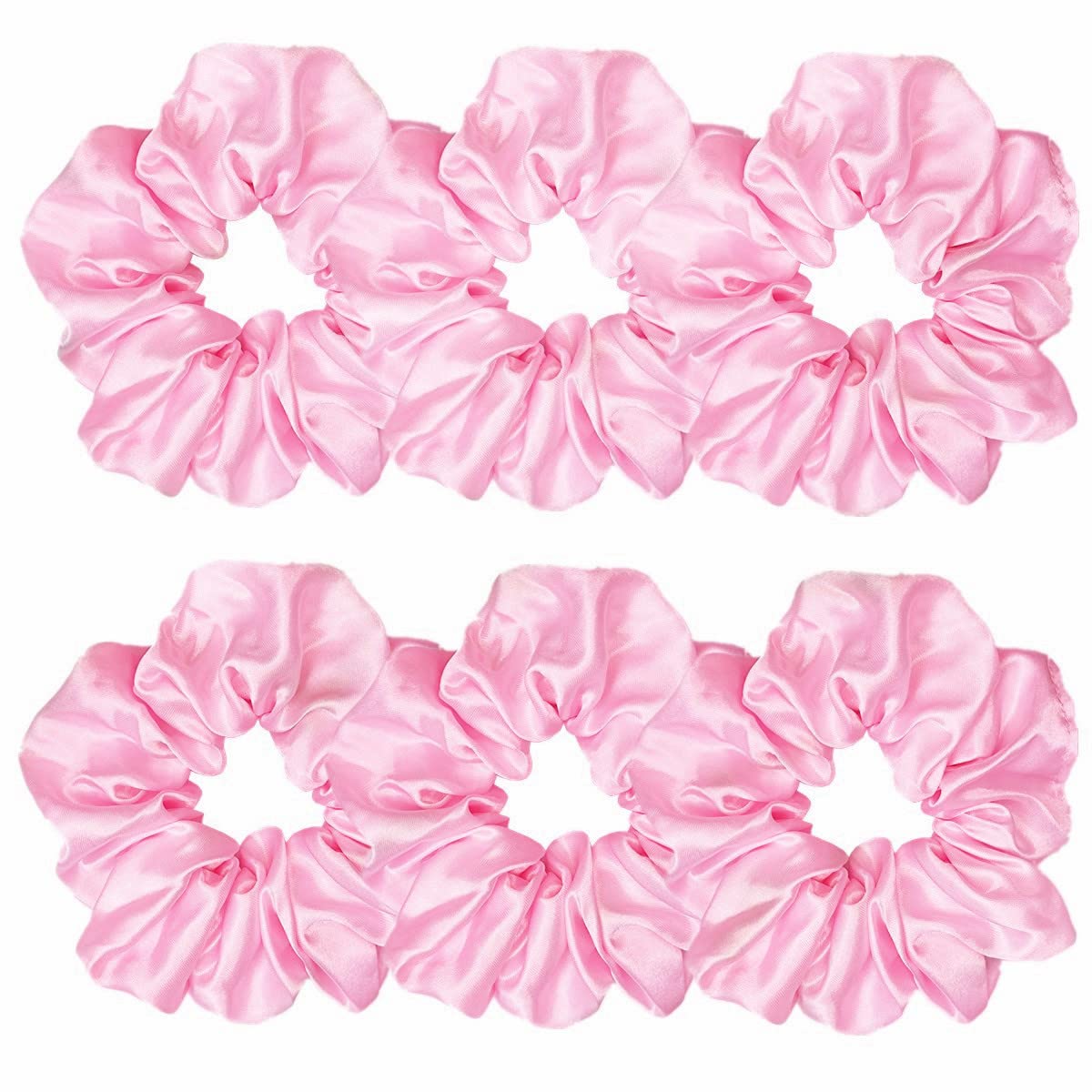 Sufermoe 6 Pcs Satin Silk Hair Scrunchies, Light Pink, 4.5 Inch Hair Ties for Women