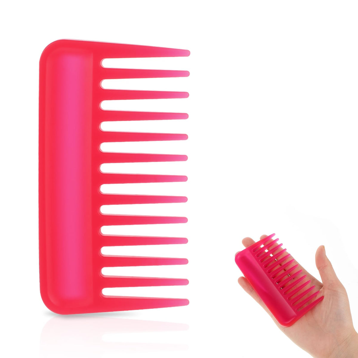 Mozeat Lens Mini Wide Tooth Comb - 4&quot; Pink Portable Hair Detangler For Curly Hair, Travel-Friendly