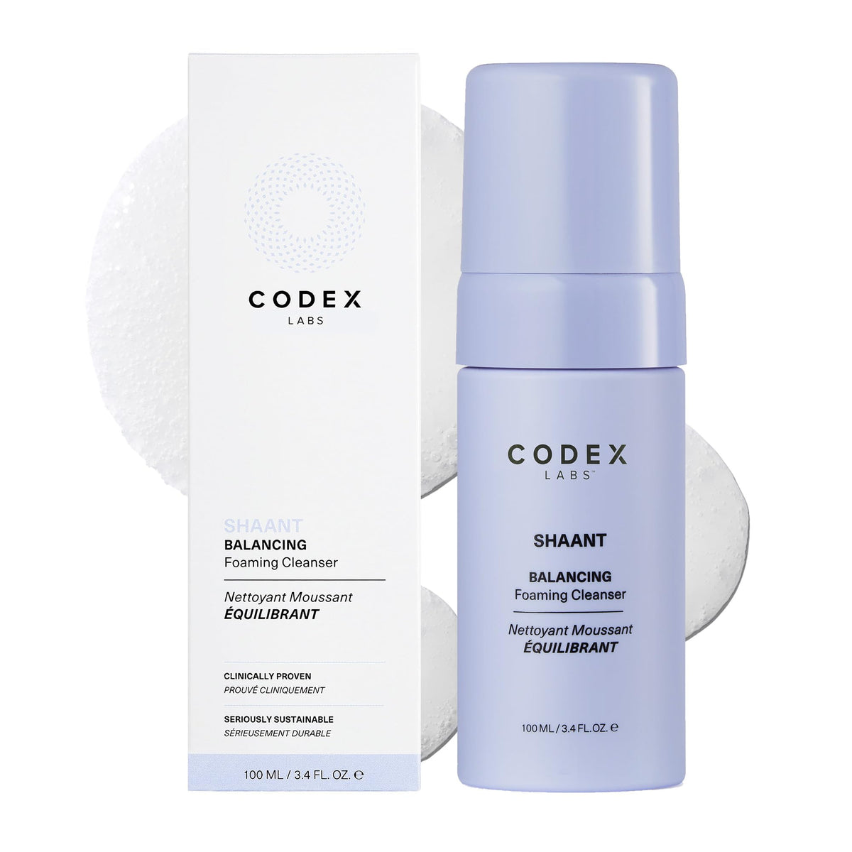 Codex Labs Shaant Balancing Foaming Face Cleanser - Oil Control, Acne-Prone, Vegan, 3.4 Oz