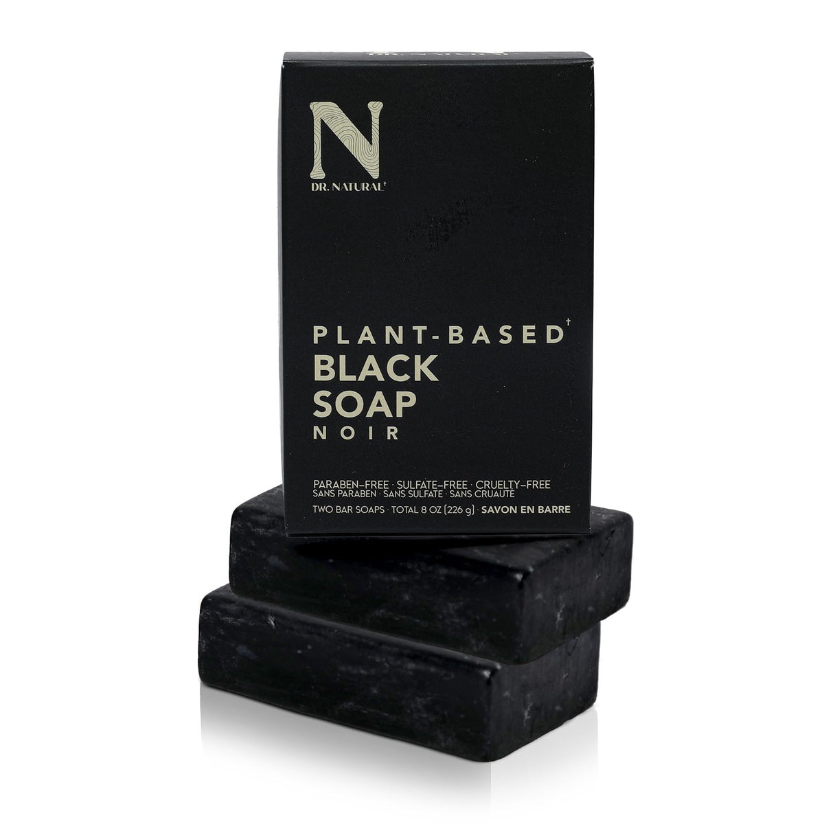 Dr. Natural Black Bar Soap, 2 Pcs - Ultra-Moisturizing, Organic, Acne-Reducing, Safe For Family