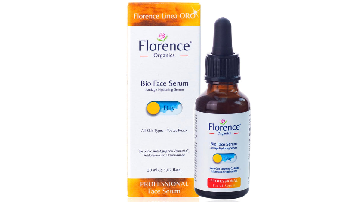 Florence Organic Face Serum With Vitamin C & Hyaluronic Acid - Anti-Aging Hydration, 30 Ml