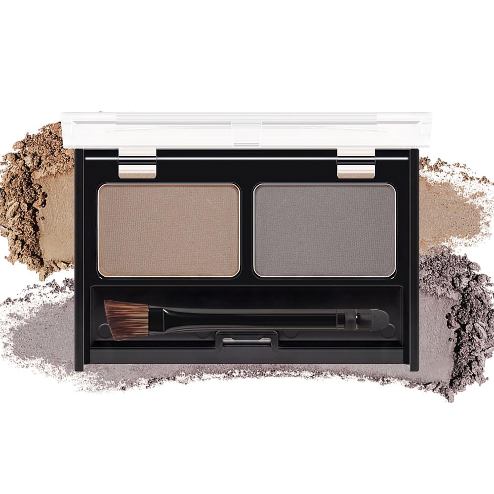 Cakaila Eyebrow Powder Kit - Light Brown & Grey, Waterproof Brow Filler With Brush, 0.18 Oz