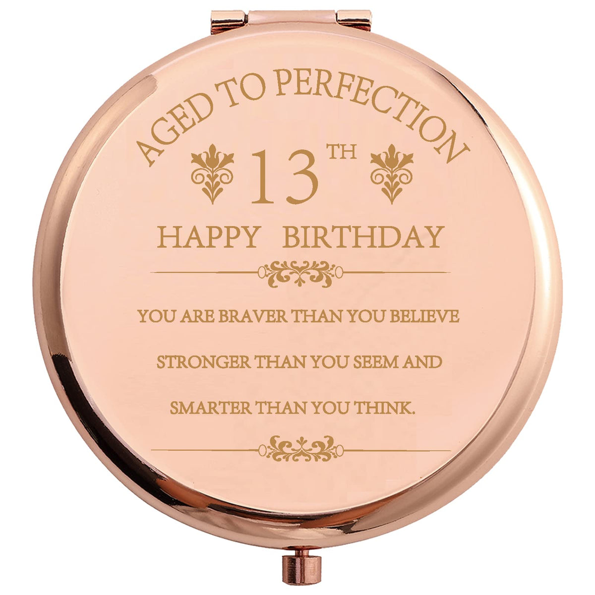 Cofoza Rose Gold Compact Makeup Mirror - 13Th Birthday Gift For Daughter, Inspirational Quote