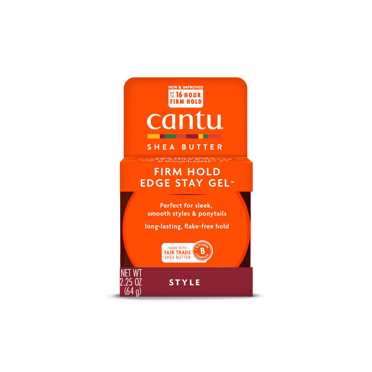 Cantu Extra Hold Edge Stay Gel, 2.25 Oz - Strong Hold, Red Cream For Edges And Flyaways