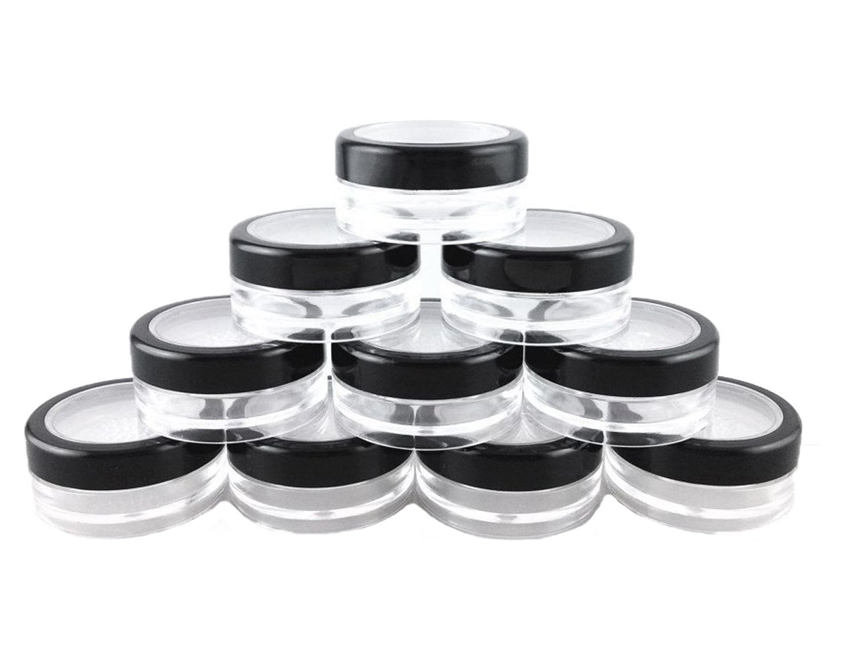 Yueton 10Pcs Clear Plastic Powder Compact Containers - Black Edge Open Window Cosmetic Jars