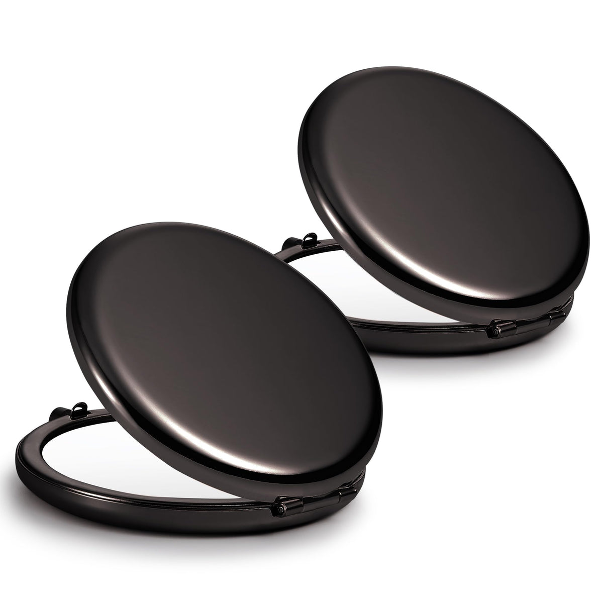 Getinbulk Compact Mirror Set Of 2 Double-Sided 1X/2X Magnifying Makeup Mirrors Onyx Black