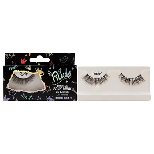 RUDE Faux Mink 3D Lashes - Delicate Black Pair for Women, 1 Pc