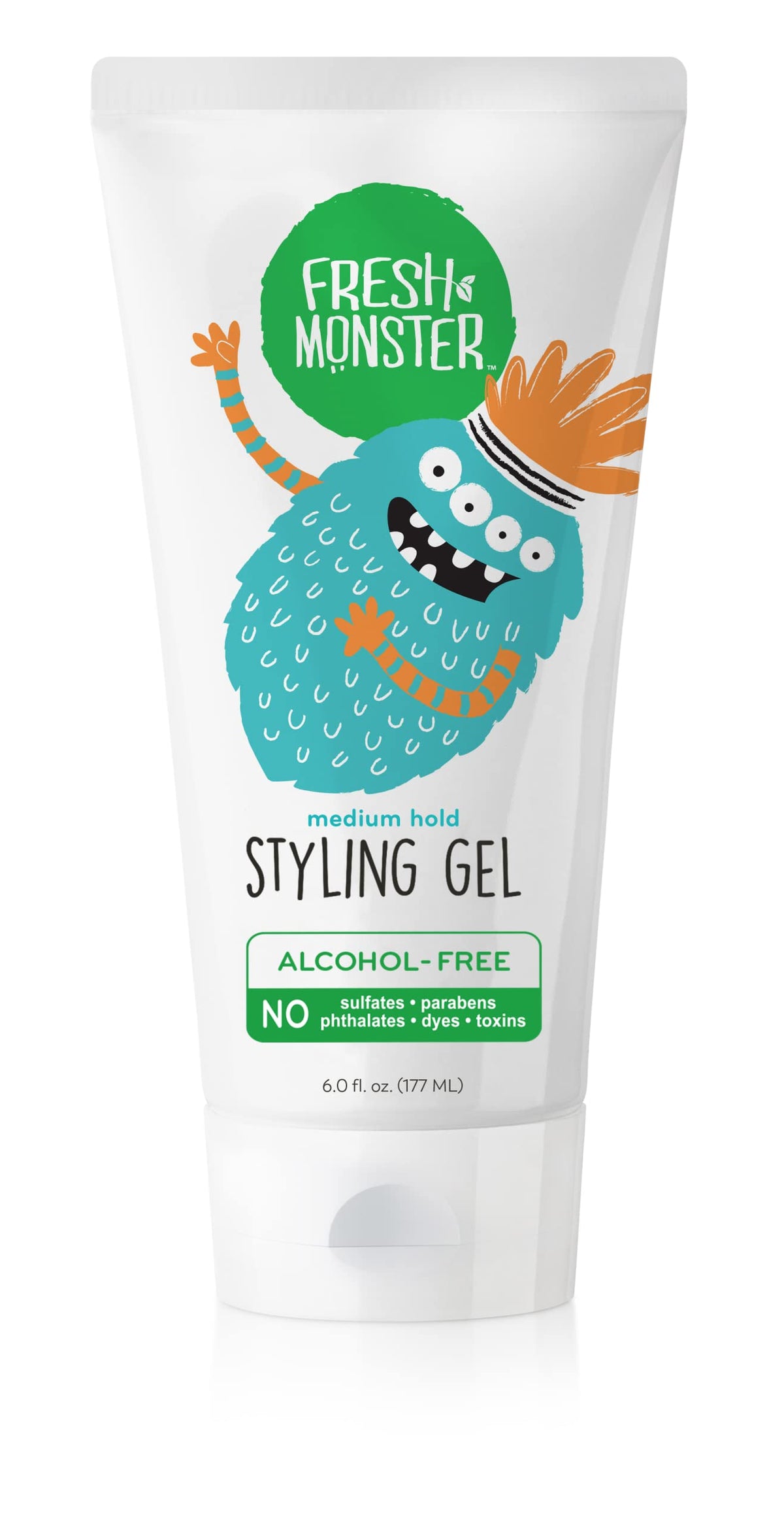 Fresh Monster Kids Hair Styling Gel - Medium Hold, Alcohol-Free, Natural, 6Oz.