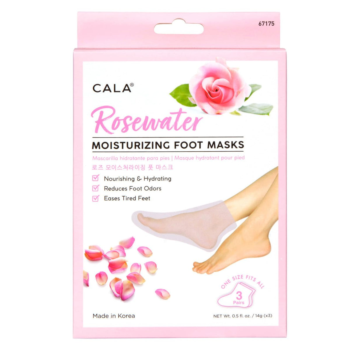 Cala Moisturizing Foot Mask Socks - Rose Scent, 3 Pairs For Soft, Hydrated Feet