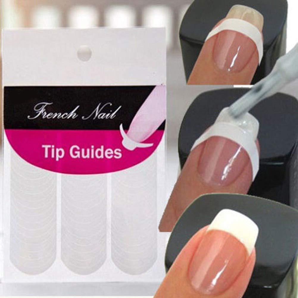 Htppzjr White Nail Sticker - 240 Pcs Manicure Art Tips, Diy Stencil Tool, Hdpe Decals