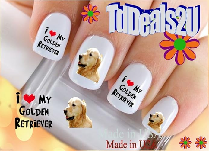 Hipzysticky Golden Retriever Nail Decals - Premium Waterslide Art, Made In Usa