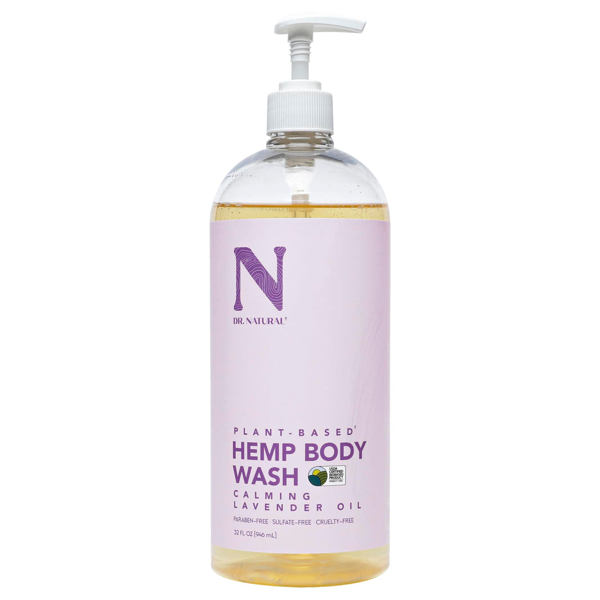 Dr Natural Hemp Body Wash  Lavender  32 oz  Pure PlantBased Body Wash  Deep Cleansing and Moisturizing with Organic Shea But