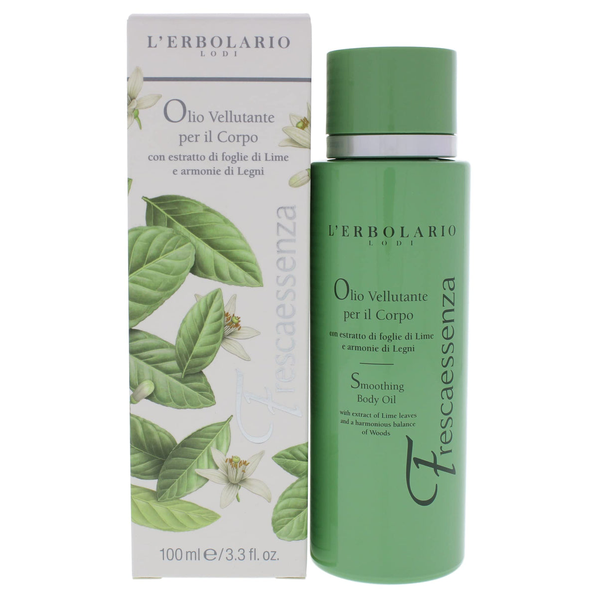 LErbolario Frescaessenza Smoothing Body Oil  Smoothing Massage Oil  Lightweight  Brightening  and Tightening  Lemon Leaf and 