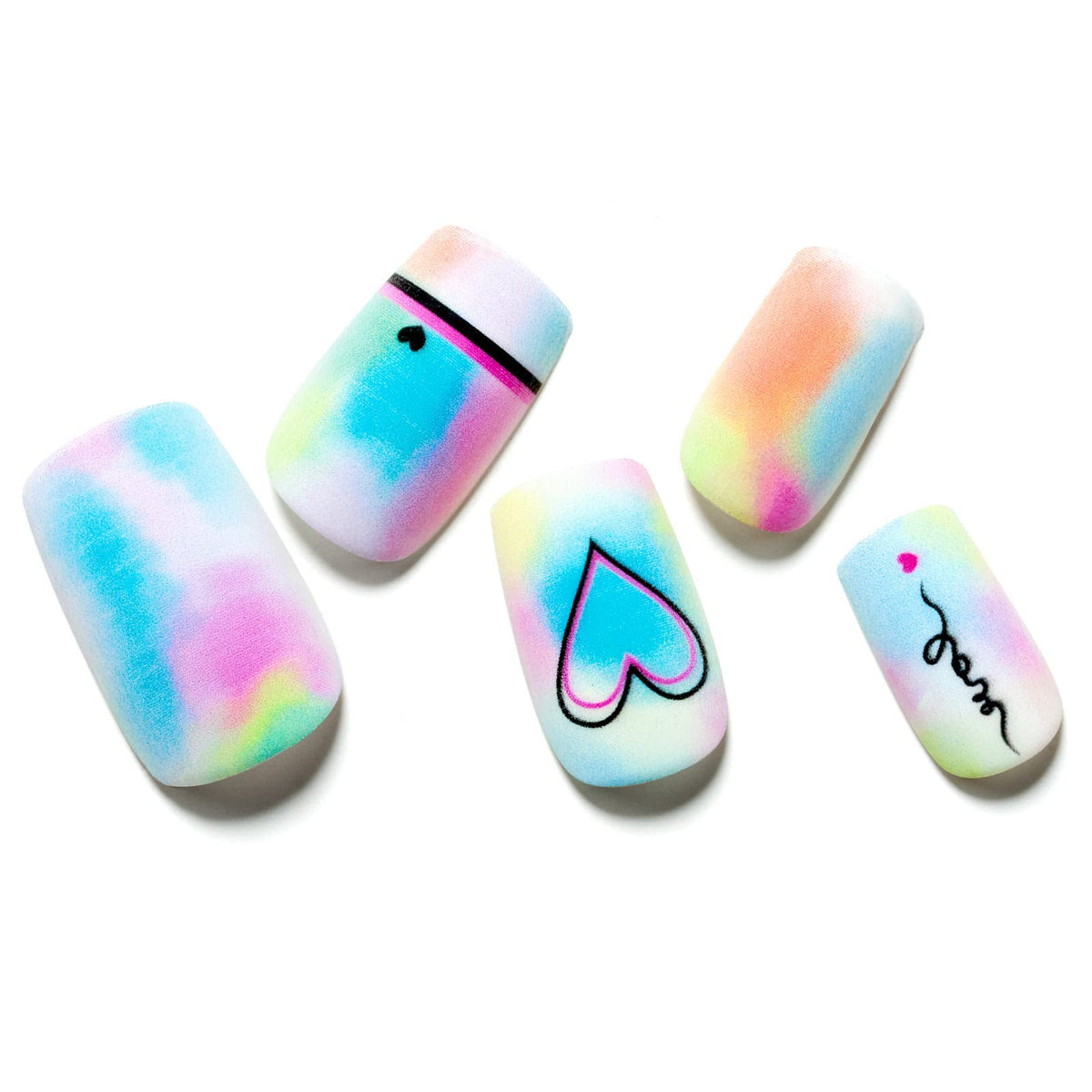 GLAMERMAID Colorful Tie Dye Press on Nails for Mother's Day - 24 Reusable Acrylic Full Cover Nails