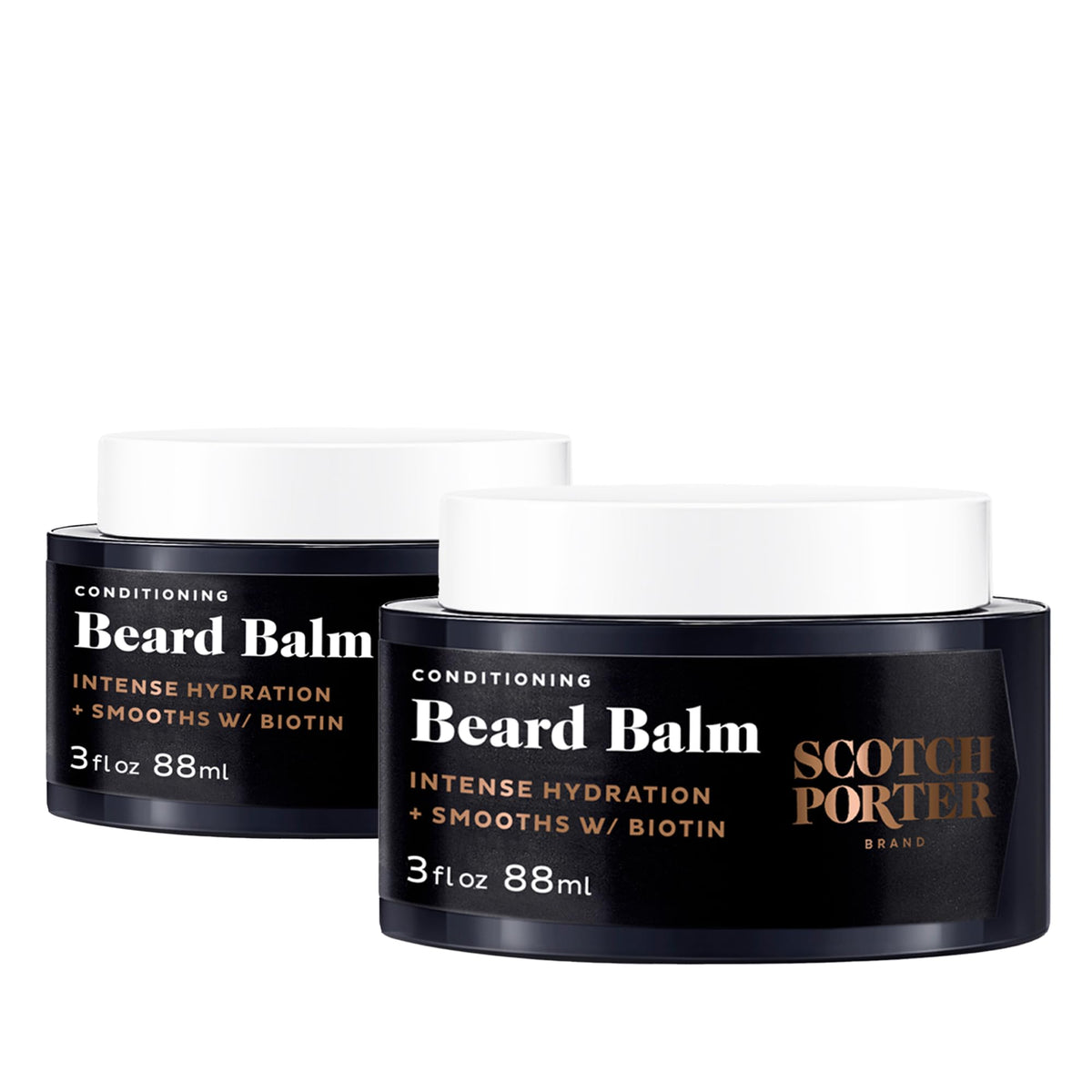 Scotch Porter Conditioning Beard Balm Twin Pack - Moisturize & Soften Coarse Hair, Original Scent