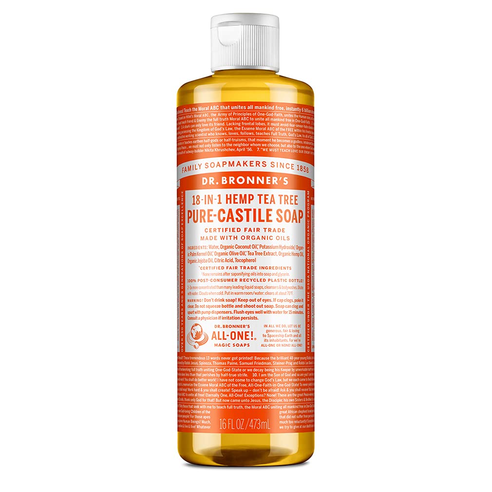 Dr. Bronner'S Pure-Castile Liquid Soap, Tea Tree, 16Oz - Organic, Vegan, 18-In-1